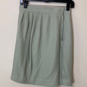 Vintage Casual Corner High Waisted Light Green Petite Midi Skirt